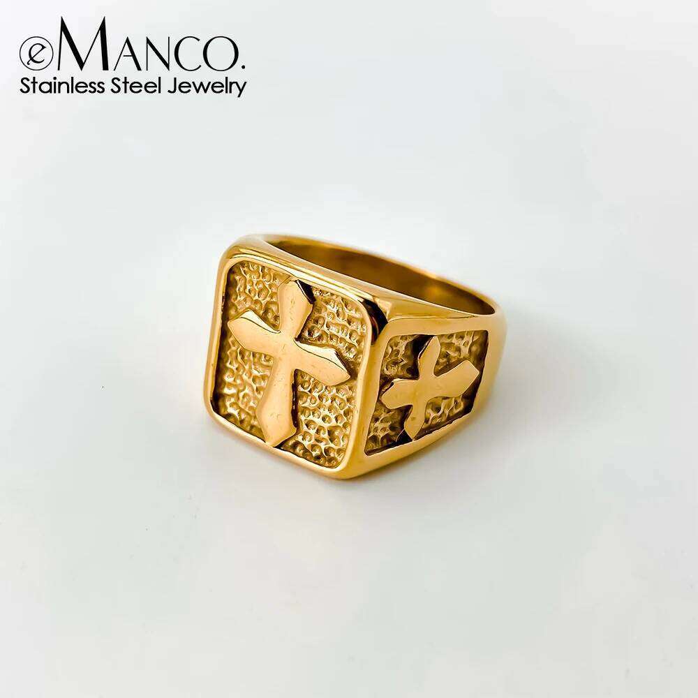 eManco Fashion Rock Punk Stainless Steel Male Party Wedding Rings Chunky Finger Jewelry Holiday Gifts 48 Hour Shipping