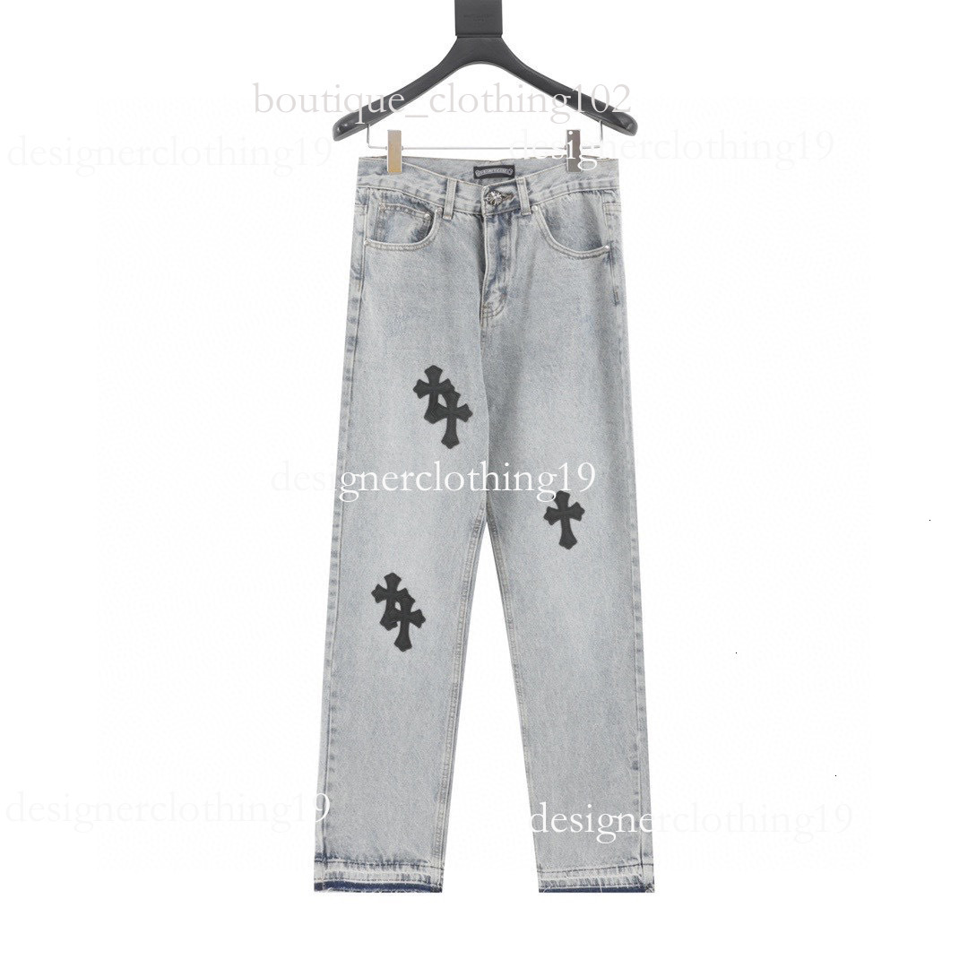 Fashions Version designer higher and Trends chrome quality pant Crochet Patchwork Jeans Cross Sanskrit Label Washed Vintage Straight Long Pants 59c 47