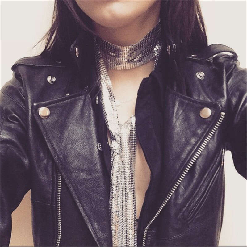 2026 Hot-Selling Fashion Nightclub Trendy Metal Sequin Necklace for Women Versatile Personality Neck Scarf Accessory