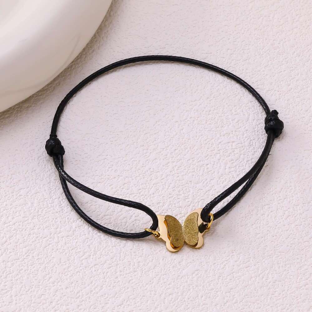 Cross-Border Fashion Versatile Hand-Woven Stainless Steel Letter Simple Adjustable Couple Bracelet Jewelry
