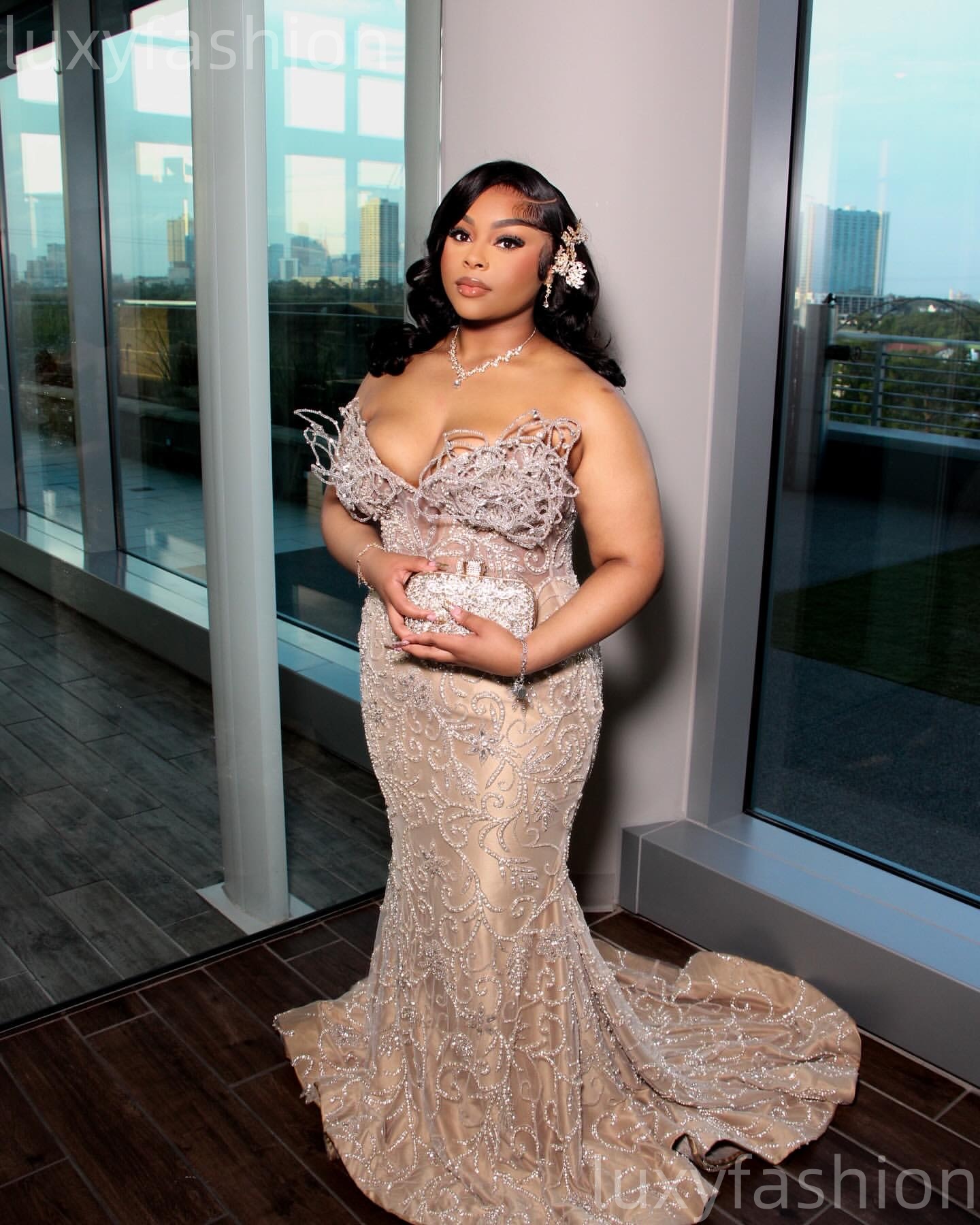 2026 Aso Ebi Champagne Mermaid Prom Dresses Illusion Beaded Sequined Illusion Evening Formal Party Second Birthday Engagement Gowns Dress For Special 