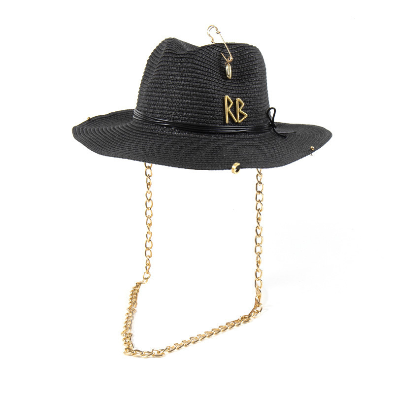 2025 Fashion RB Letter Cowboy Straw Hat Women and Men Summer Panama Jazz Hat Outdoor Holiday Beach Sun Hat Wholesale 250920