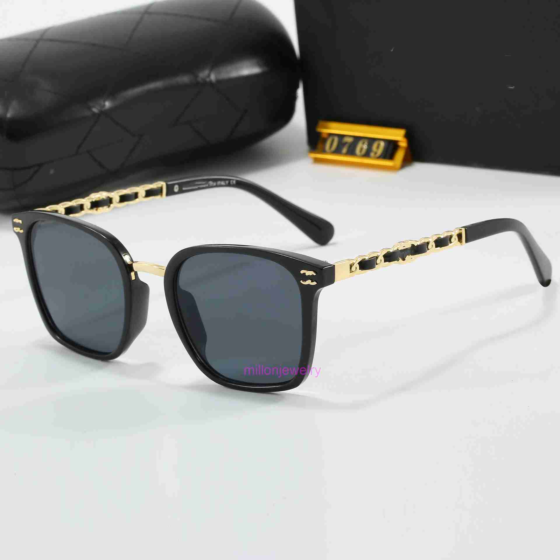 designer sunglasses channels Chain Large Square Frame Black Plain Glasses Acetate Myopia Blue Light Blocking Unisex Couple Trendy Sunglasses
