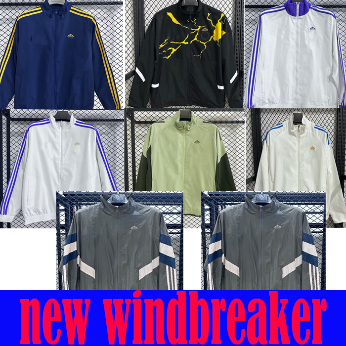 25 26 real Windbreaker Hoodie Soccer Jersey 2025 2026 madridS training hoodie black white yellow orange jacket suits soccer uniform shirts size S-XXL