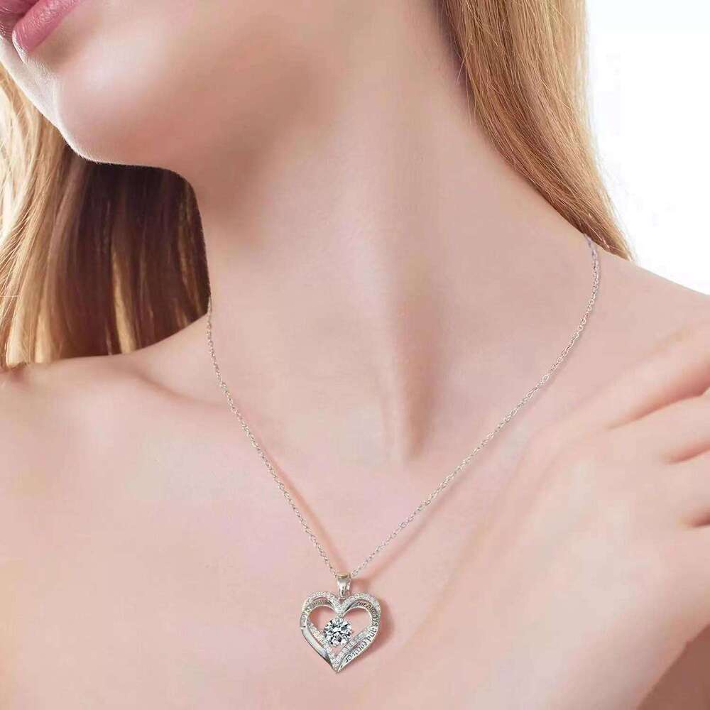 Women's 925 Silver Light Luxury Ocean Heart Pendant European American Niche Collarbone Chain Valentine's Day Gift for Her In Stock