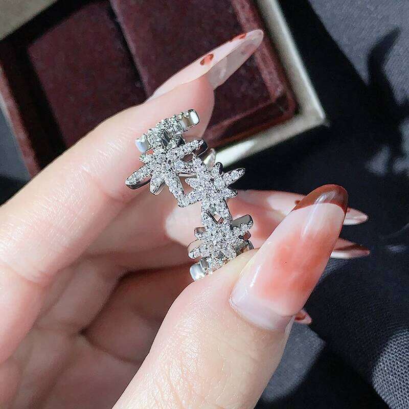 Classic Shining Star Zircon Exquisite Women's Jewelry Anniversary Gift High Quality Everyday Wear Ring