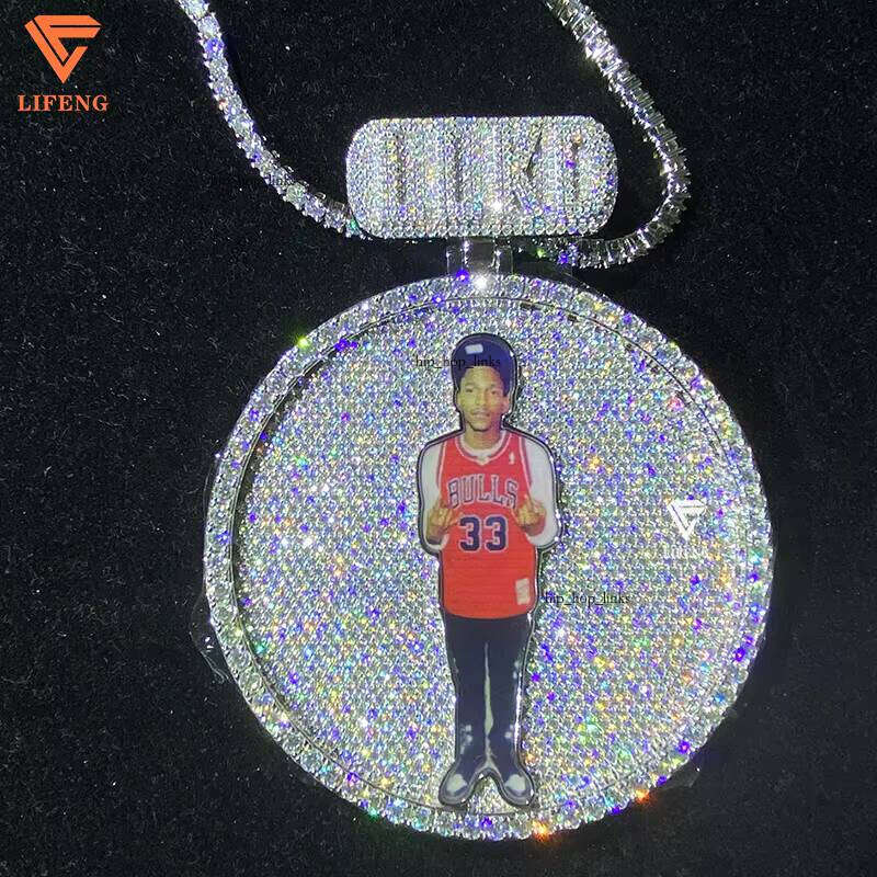 Hip-Hop Initial Design Sier Name Iced VVS Silicon Stone Pendant Men's Long Stick Necklace
