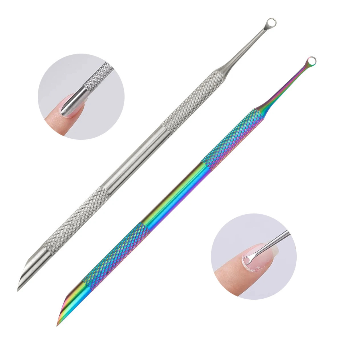 Nail Circle Beveled Head Stainless Steel Cuticle Pusher Nail Art Sanding Tablet Manicure Sticks Tool for Salon Nails Accessories 251231