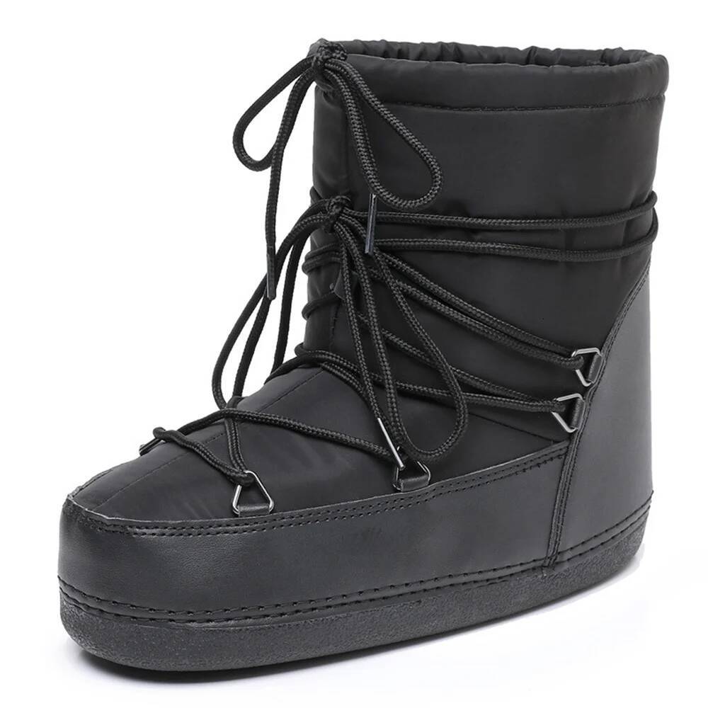 Ddmytiger Umbrella Cloth Black Silver Waterproof Ankle For Women New Winter Platform Lace Up Warm Snow Boots Outdoor Shoes