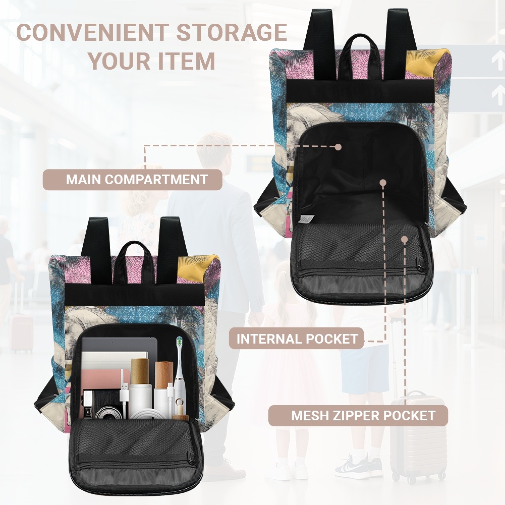 Custom H Designer Fashion Anti Theft Backpack Luxury Horse Pattern Unisex Full Print Backpack Laptop Bag Travel Bag H50