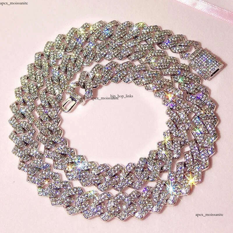 Chains Iced Out 14mm Prong Cuban Link Chain Necklace For Women Bling Clustered Rhinestones Pave Miami Choker JewelleryChains a4
