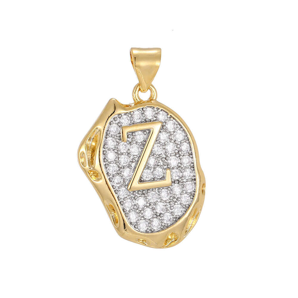 Cross-Border European and American Style Copper Plated Full Diamond 26 English Letters for Women Light Luxury High-End Sweater Chain Necklace Pendant