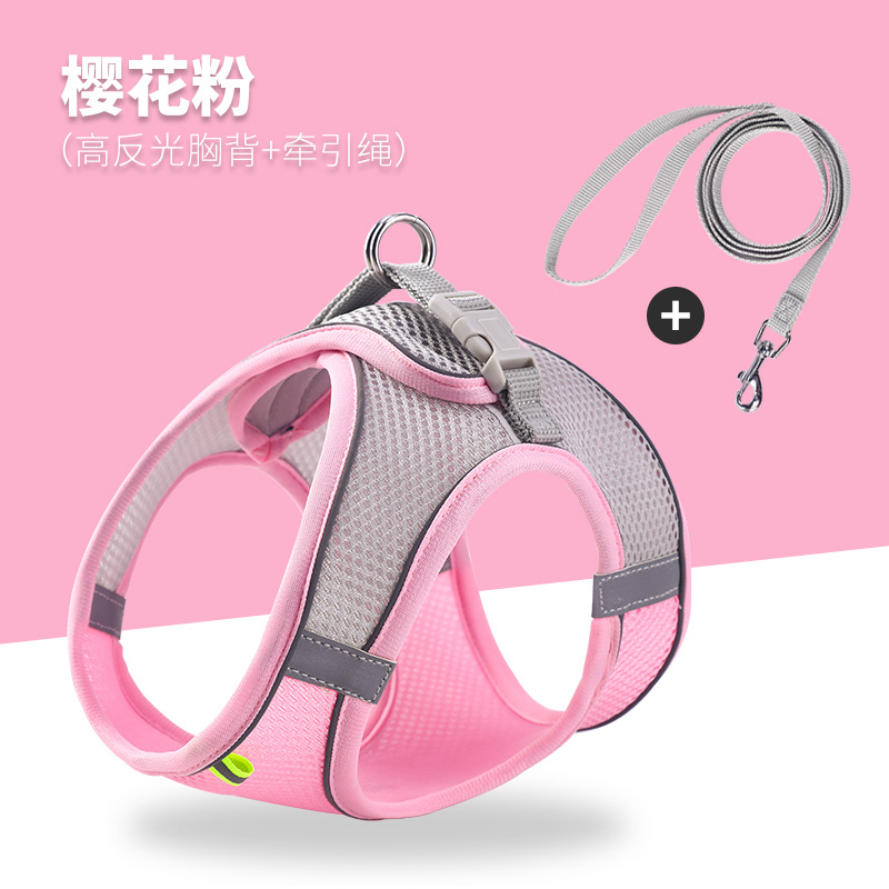 Cat leash anti slip vest style breathable reflective pet chest harness small dog walking cat leash pet supplies
