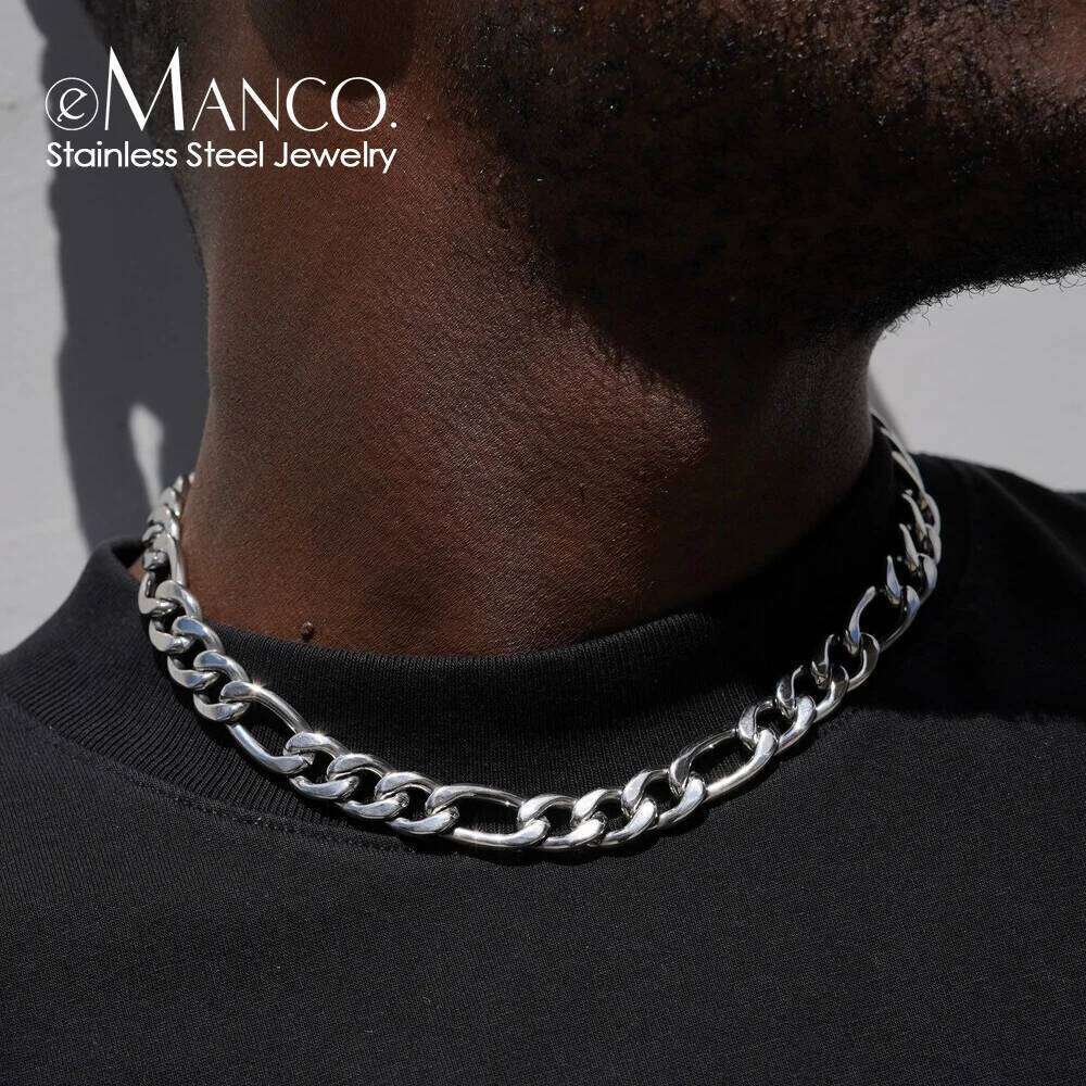 eManco Figaro Necklace Stainless Steel Silver Color Men Women 4MM/6MM/8MM/10MM Colar Gift Jewelry Cuban Chain