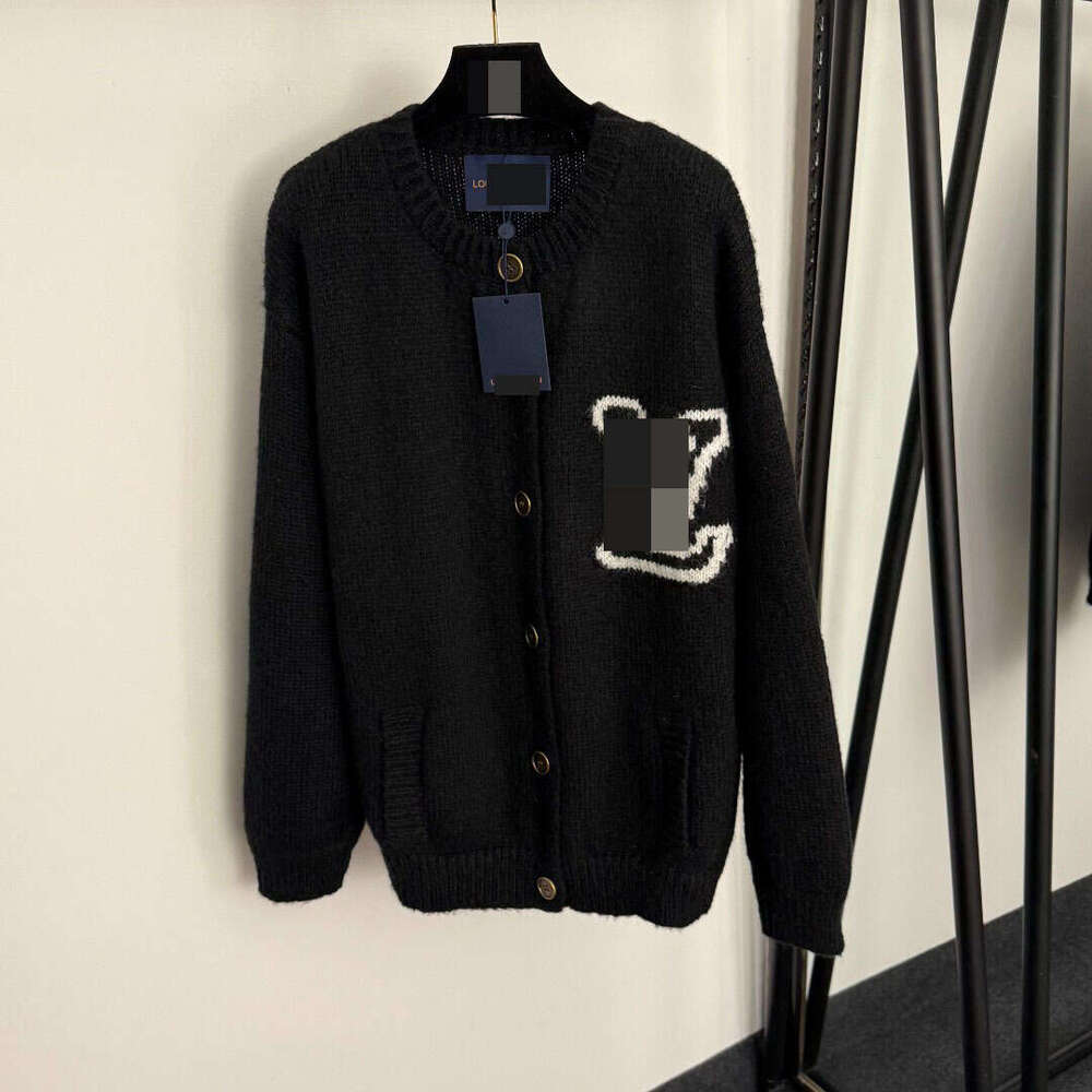 Designer 2025 Autumn Winter High-End Foreign Trade Hot-Selling Elegant Warm Letter Single-Breasted Round Neck Long Sleeve Knitted Cardigan b3d2