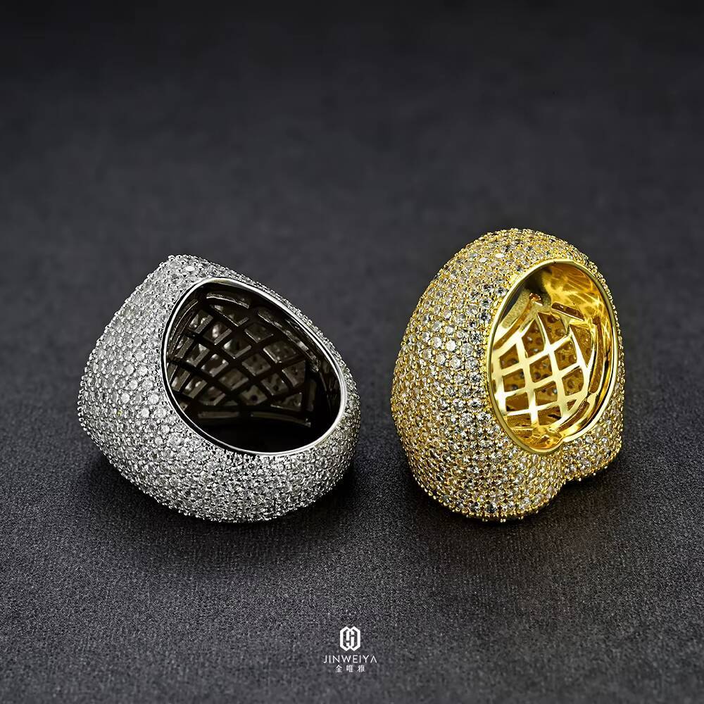 JWY Factorys 925 Silver 14K Gold Heart/Love Ring for Women Hip Hop Style Micropaved Zirconia Fashion Trend