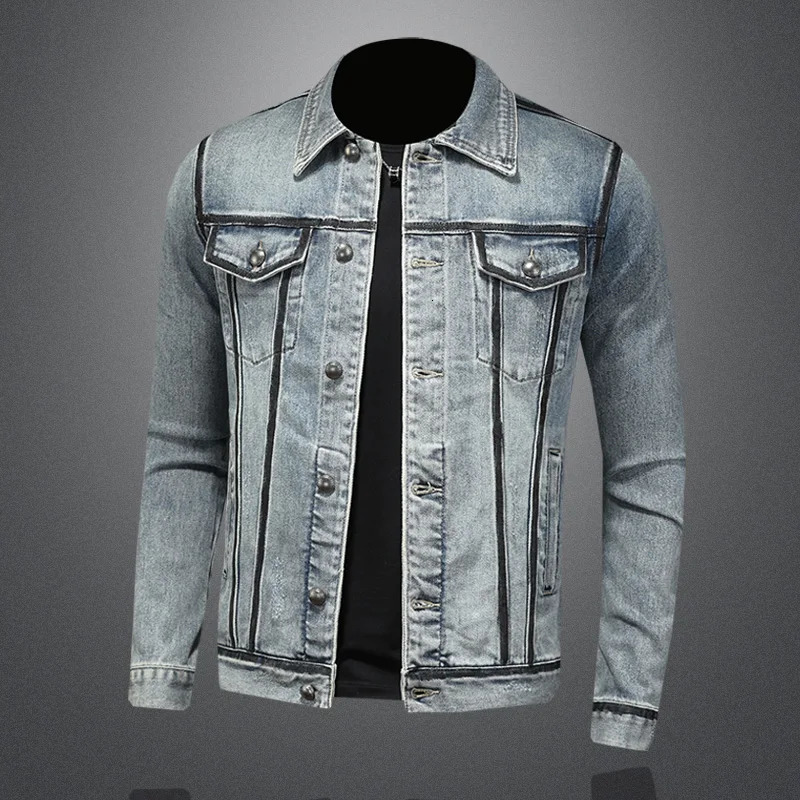 Spring Autumn Mens Vintage Motorcycle Denim Jacket Male American Retro High Quality Slim Fit Bomber Jeans Coat 251230