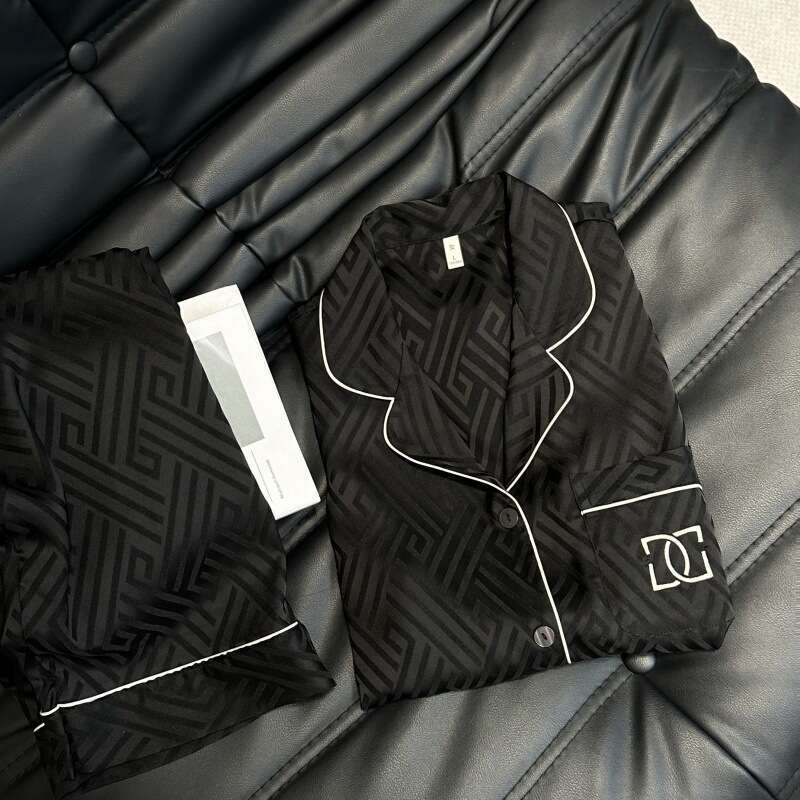 Yase The Rest Of My Life Has You Jacquard Embroidery Ice Silk Couple Pajamas Light Luxury High-End Long-Sleeved Home Wear Set