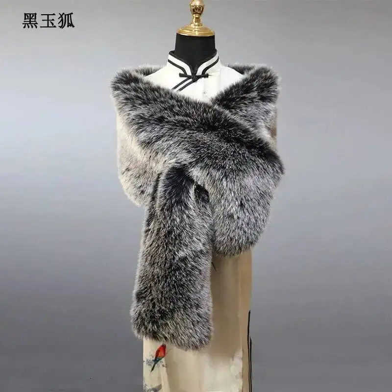 warm faux fox fur shawl winter women plush scarf wrap cape coat wedding long scarves 32 colors 165x30cm 251229