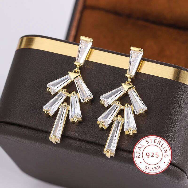 Exquisite for Women Shiny AAAA Zircon Long Fashion 925 Silver Plated Party Jewelry Bridal Earrings