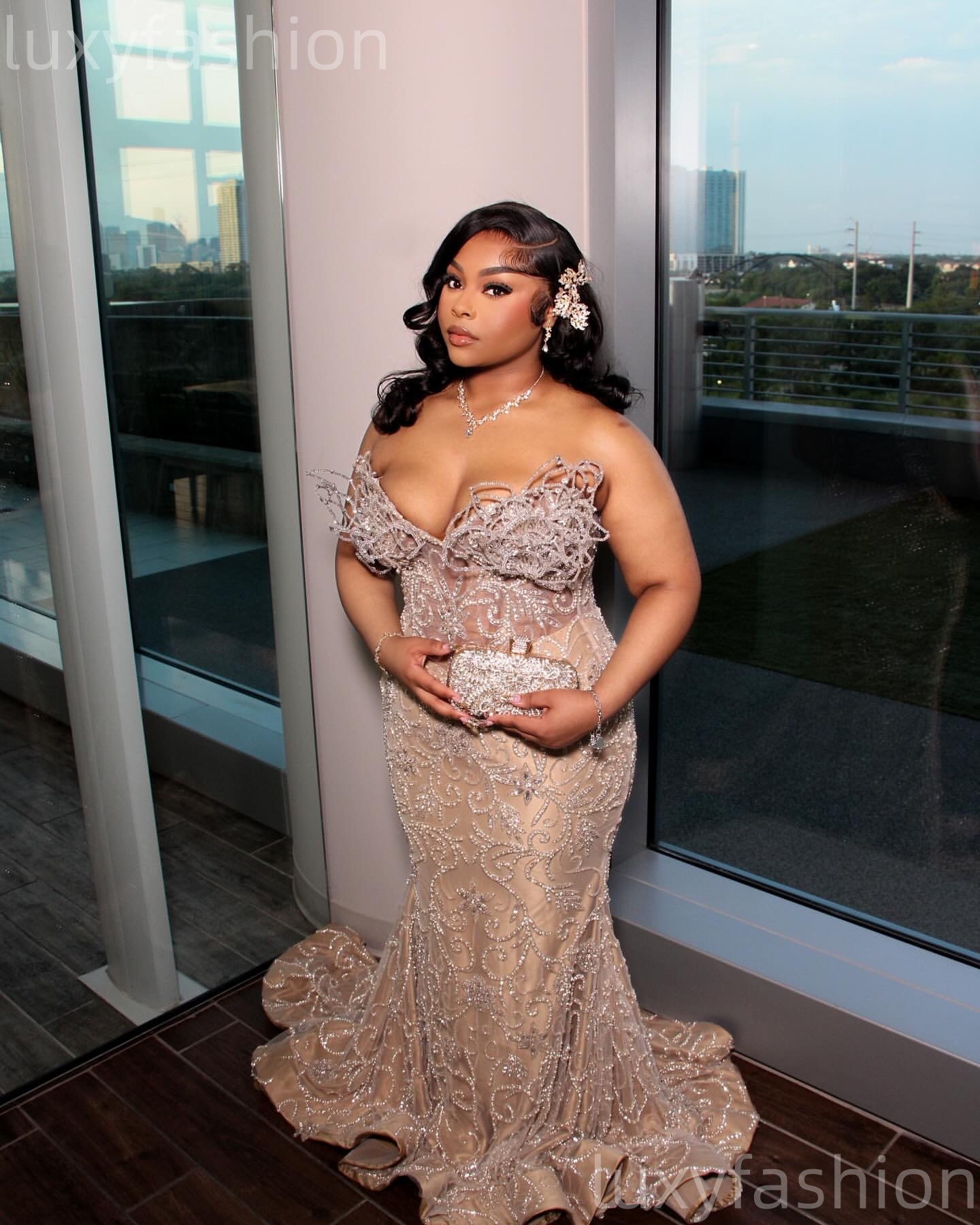 2026 Aso Ebi Champagne Mermaid Prom Dresses Illusion Beaded Sequined Illusion Evening Formal Party Second Birthday Engagement Gowns Dress For Special 