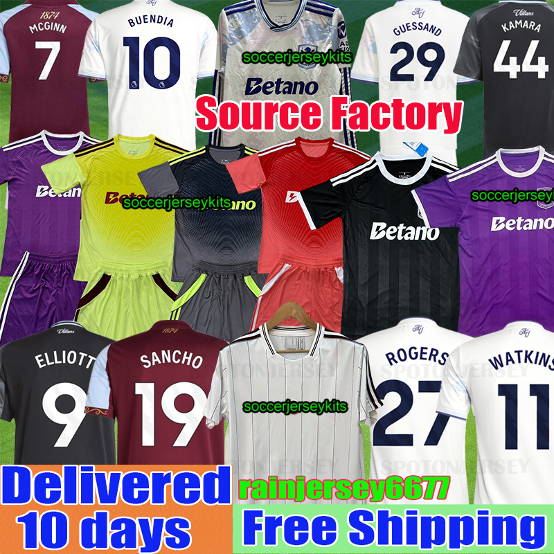 Aston S-4XL villa WATKINS BAILEY MALEN soccer jersey GK McGINN ONANA KONSA MARTINEZ Men kids kit football shirt set Mens top
