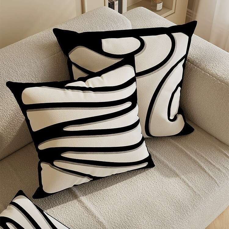 Light Luxury High-End Beige Abstract Art Modern Minimalist Pillowcase for Living Sofa Model Room