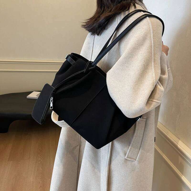 Classic Faux Suede Shoulder Bags Solid Zipper High Quality Commute Style Handbags For Women 2026 Fashion Large Capacity