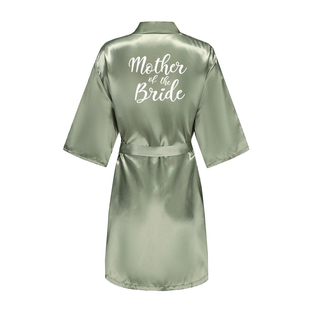 Grass Green Womens White Letter Bride Bridesmaid Short Satin Robes for Wedding Party Getting Ready 251231