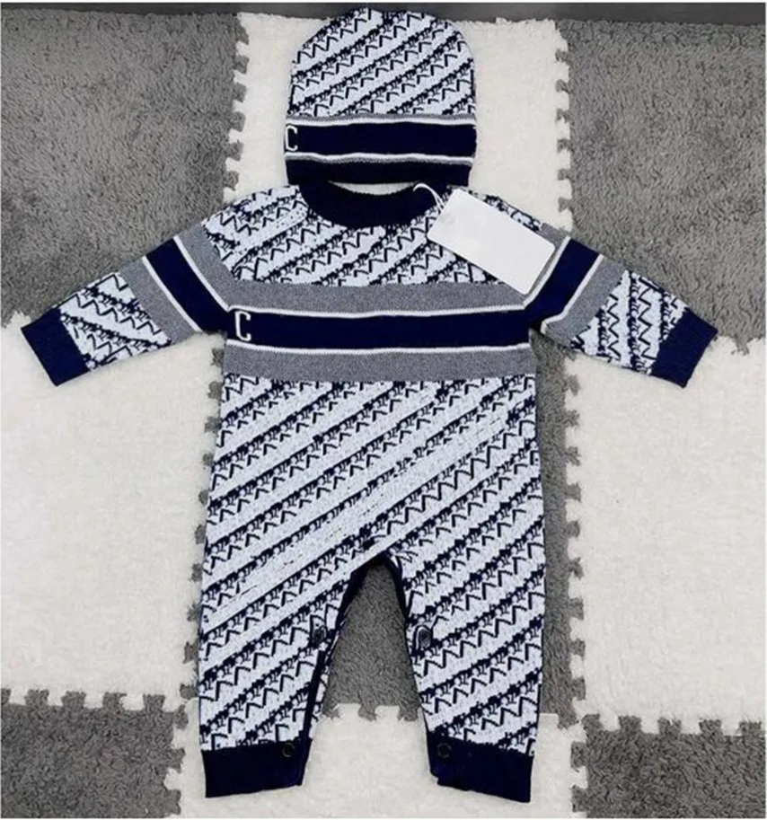 Designer Clothes Baby Designer Kids Clothing Clothes Knitted Cotton Yarn Baby Girl Jumpsuit for Babies with Ear Cap Blanket High Elasticity