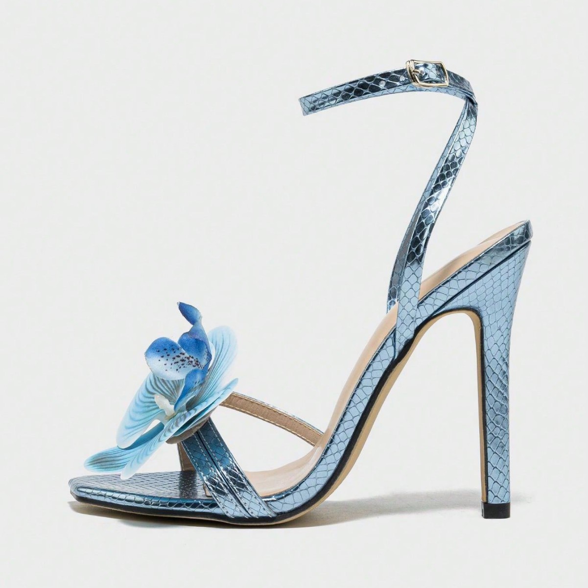 Sandals Green Fish Mouth Flower Round Head Open Toe Strap Stiletto Heel Lace Up High Holiday Beach Shoes For Women