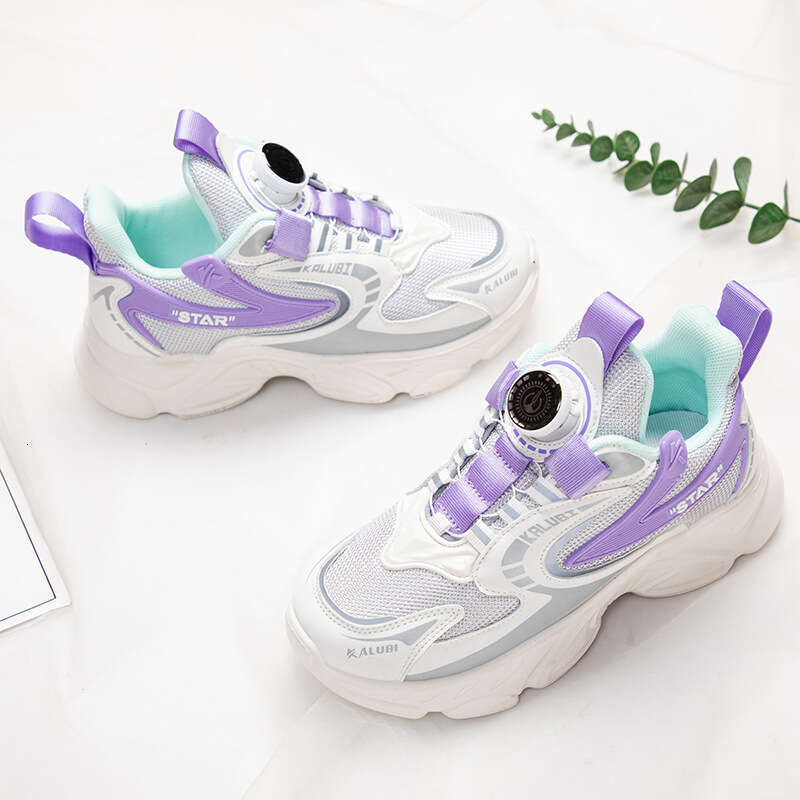 Spring Autumn New Style Rotating Button Children's Sports Primary Middle School Students, Soft Sole Mesh Shoes for Boys and Girls