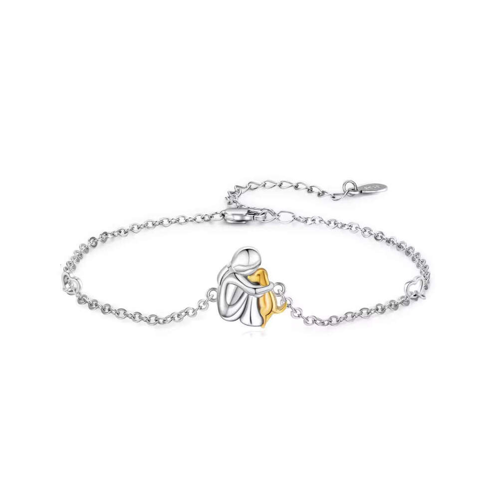 S925 Sterling Silver Curved Foot Chain for Women Cute Animal Walking Cat Design Simple Personality Collarbone Bracelet