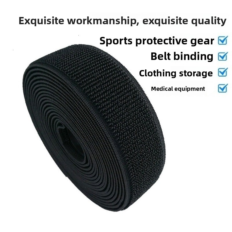 Velcro Custom Sofa Cushion Home Clothing Elastic Band Sports Protective Gear Strap Black and White Width Customization