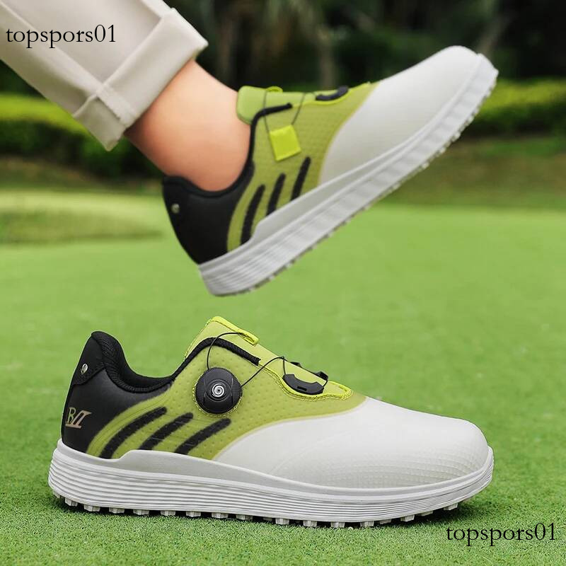 Golf sports men's four season new breathable casual fashion outdoor non slip comfortable rotating button motion shoes