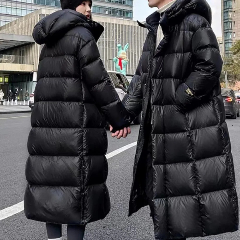 Couple Winter Long Down Jacket Fashion Women Tech Lined Warm Mens White Duck Coat Male Hooded Parka Feather 251225