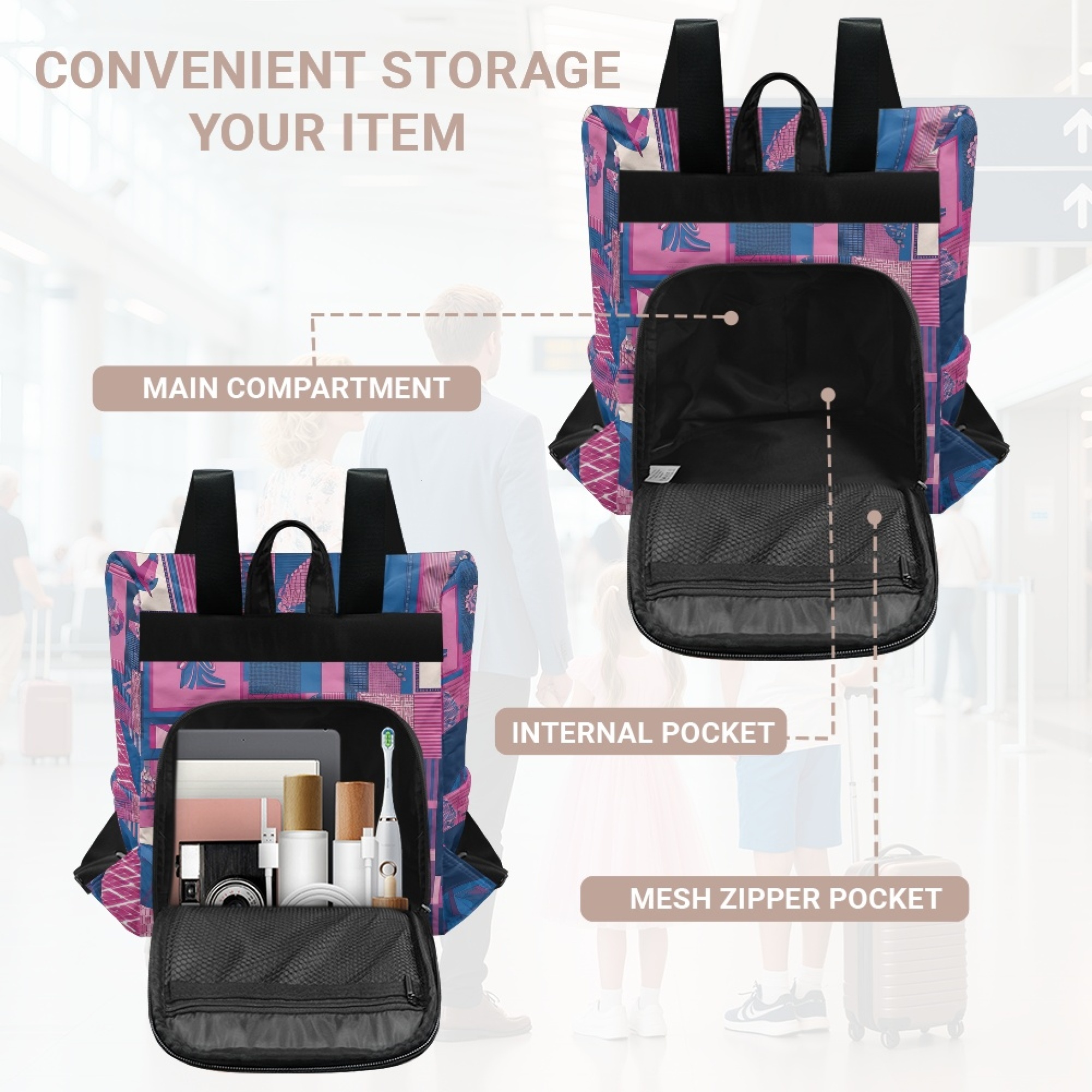 Custom H Designer Fashion Anti Theft Backpack Luxury Horse Pattern Unisex Full Print Backpack Laptop Bag Travel Bag H47