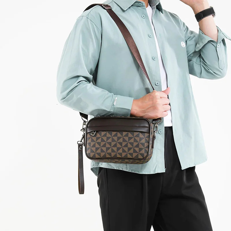 Casual Lightweight Business Shoulder Bags for Men PU Leather Messenger Bag Comfortable Wide Strap Crossbody Bags Male 251230