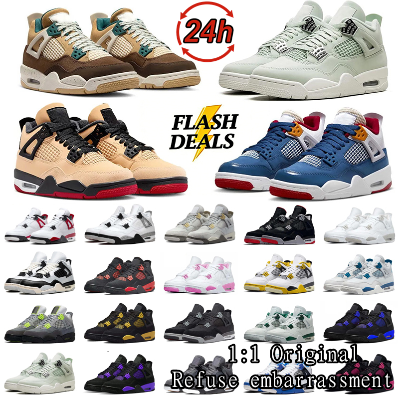 2026 Free shipping designer shoes 4s basketball trainers pizza black cats 2025 Purple Lake Thunder Military Sail for men womens mens sports basketball 4shoe