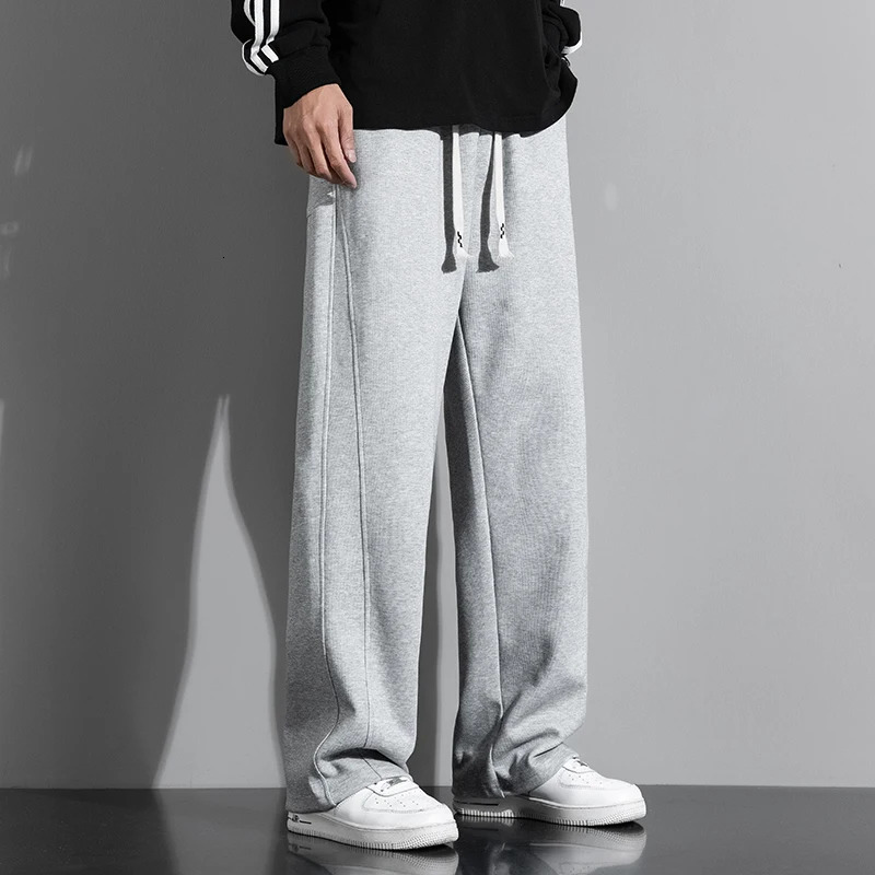 Autumn 190 Tall Man Long Length Pants 115cm Big Large size Straight Barrel Elastic Waist Casual Sweatpants Clothing 251213