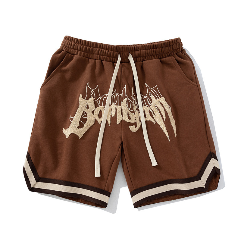 Foam Letters Print Suede Shorts Black Green Drawstring Loose Casual Pants Men Women Couple Beach Holiday Shortpant Summer Style