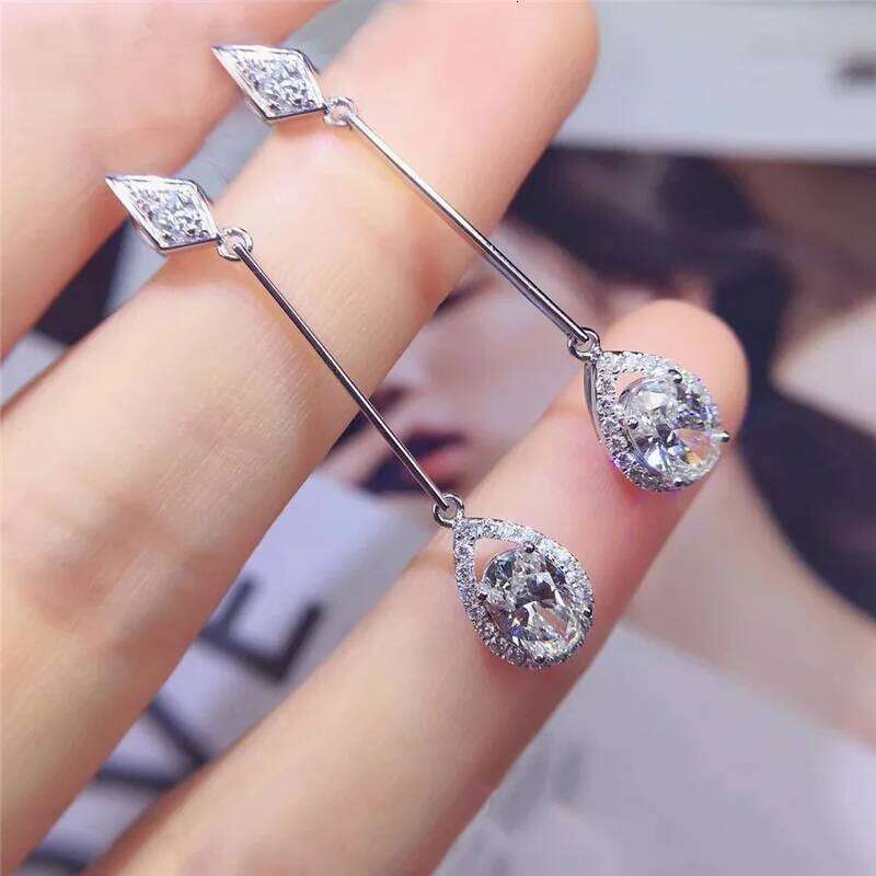 Exquisite Super Flash Water Zircon Tassel Long 925 Silver Drop Earrings Ladies Party Accessories