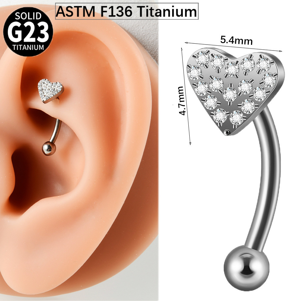 G23 Flower Zircon Earrings 16G Internal Thread Curved Rod Eyebrow Studs Marquise Butterfly Heart Five-Star Ear Bone Studs 250903