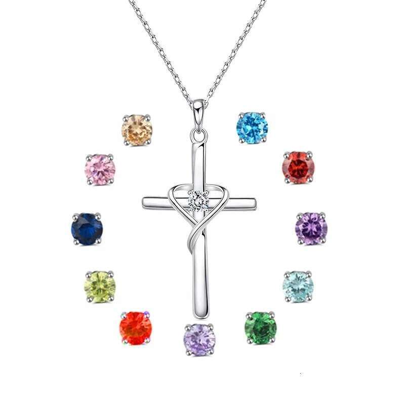 Women's S925 Silver Cross Pendant Collarbone Chain Retro Niche Personality European American Style Versatile Daily Jewelry