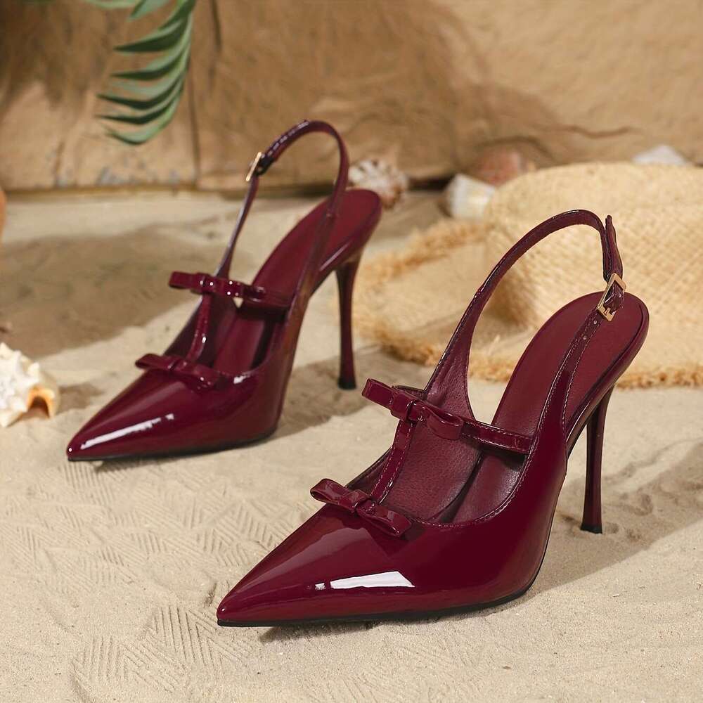 Fashionable Dress Shoes Elegant Stiletto High Heels Pointed Toe Synthetic Bow Detail Ultrahigh Heel All Season MOJIDASHU