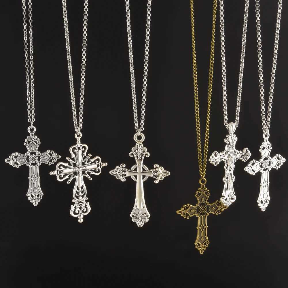 1Pc Vintage Religion Cross Pendant Grunge Women Necklaces Jewelry Retro Creative Gothic Hip Hop Crucifix Statement Men Collares W260104