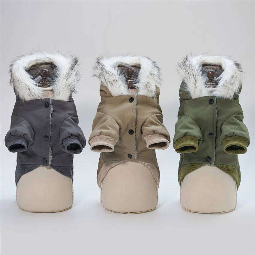 Winter Warm Pet Dog Clothes Collar Hooded Thick Cotton Puppy Coat s For Bulldog Chihuahua Dogs Clothing Outfit 26N0104