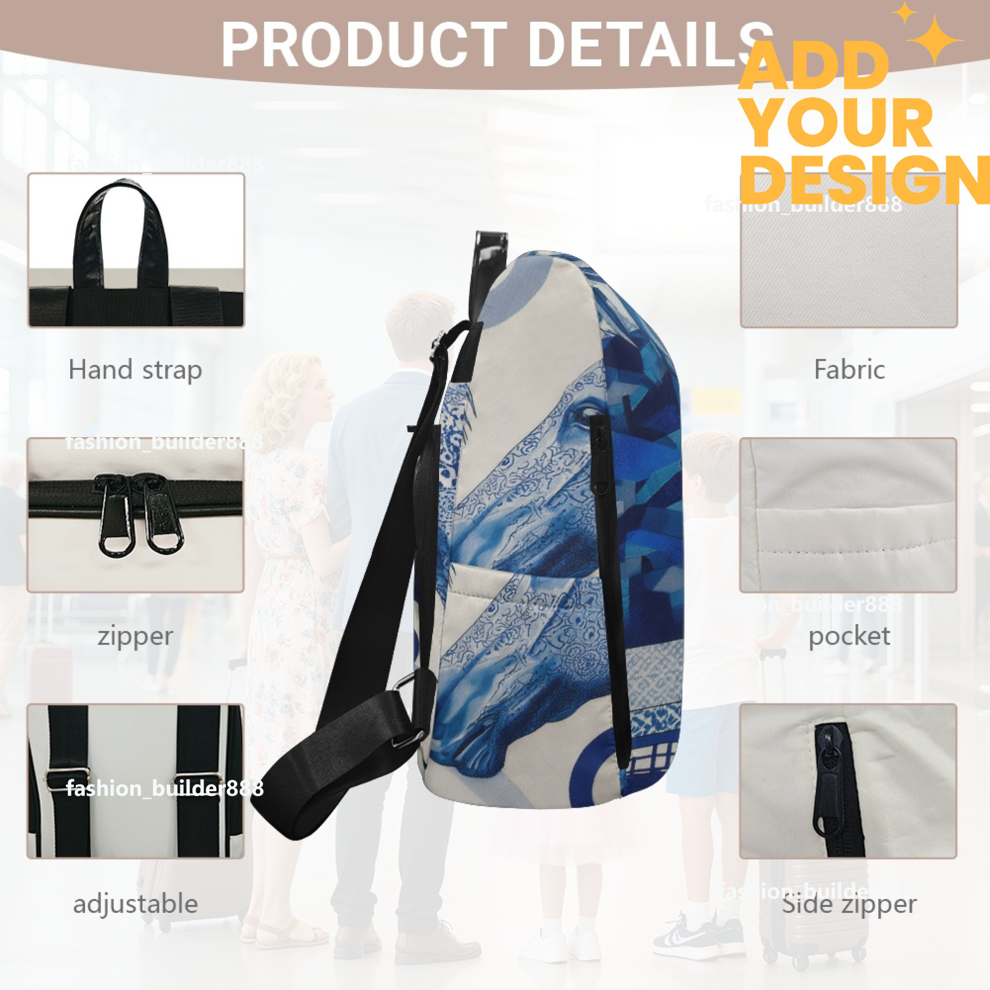 Custom H Designer Fashion Anti Theft Backpack Luxury Horse Pattern Unisex Full Print Backpack Laptop Bag Travel Bag H55