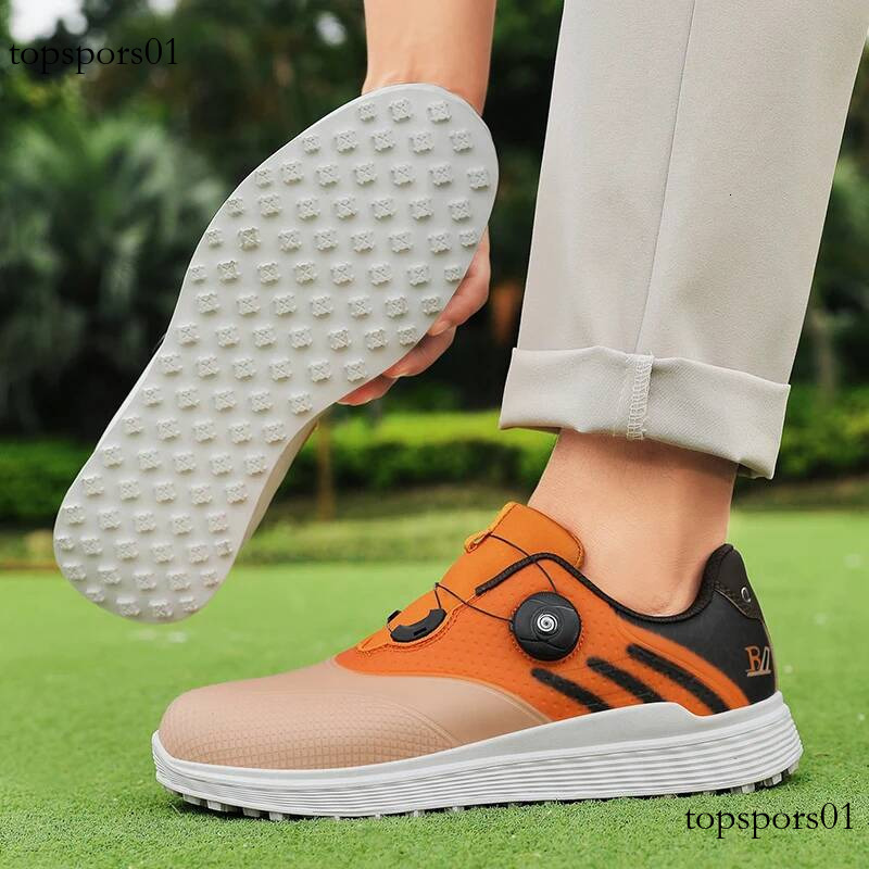 Golf sports men's four season new breathable casual fashion outdoor non slip comfortable rotating button motion shoes
