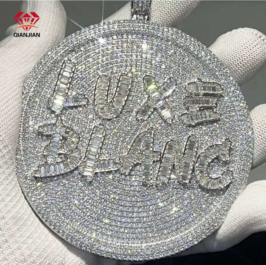 High Quality Hip Hop Jewelry Custom Name 925 Sterling Silver GRA VVS Moissanite Men and Women Moissanite Pendant